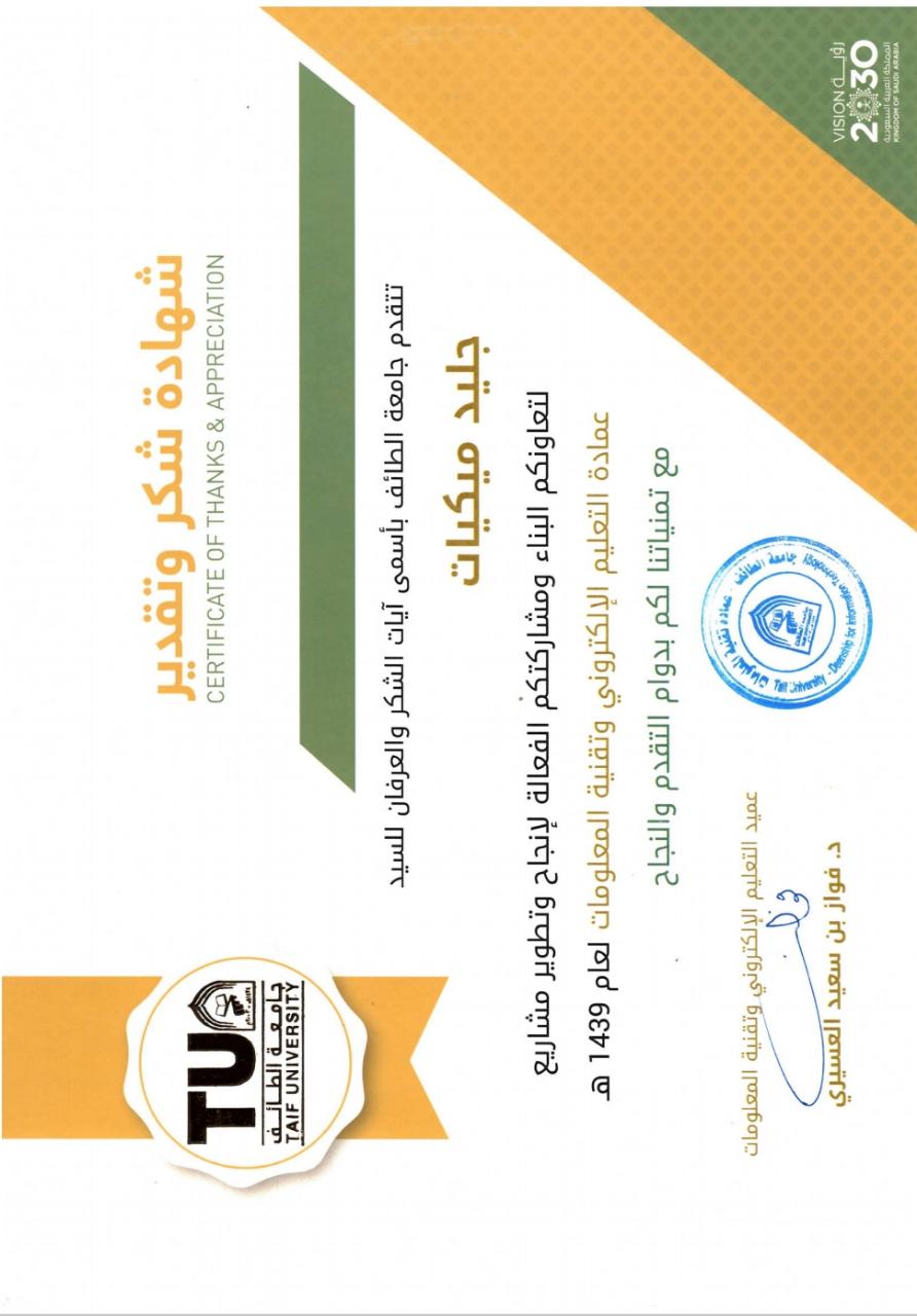 Taif University Certificate 2